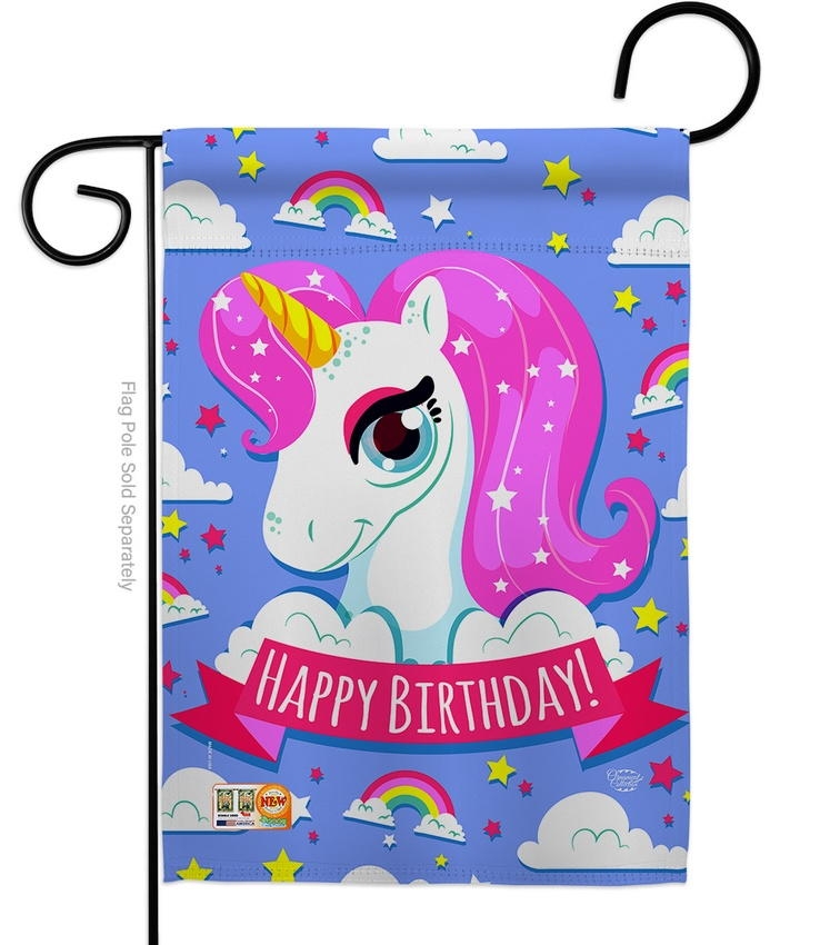 Magical Unicorn Birthday Garden Flag