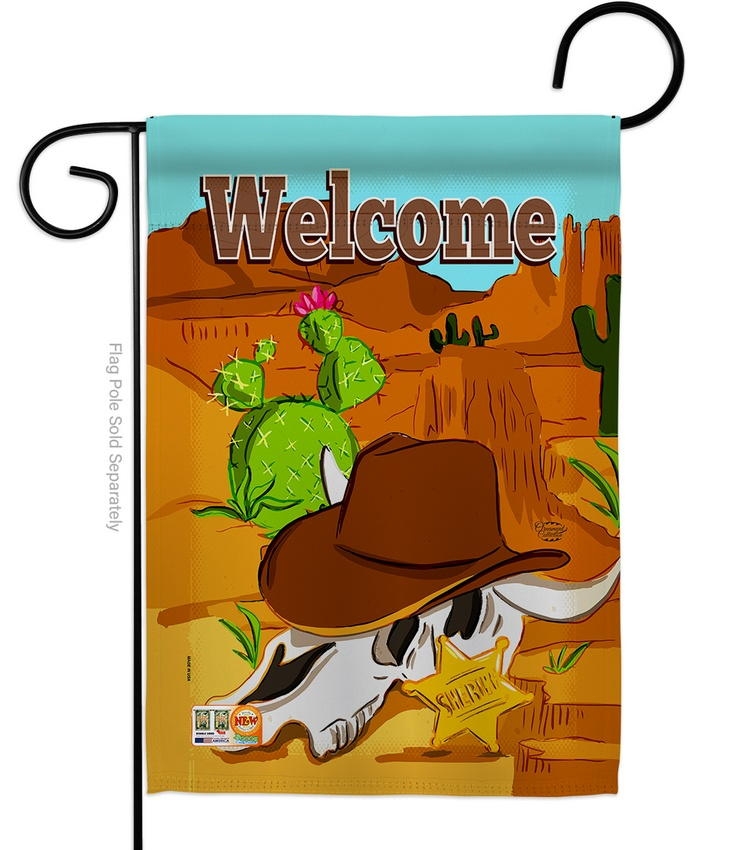 Welcome Longhorn Skull Garden Flag