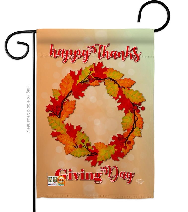 Thanksgiving Day Wreath Garden Flag