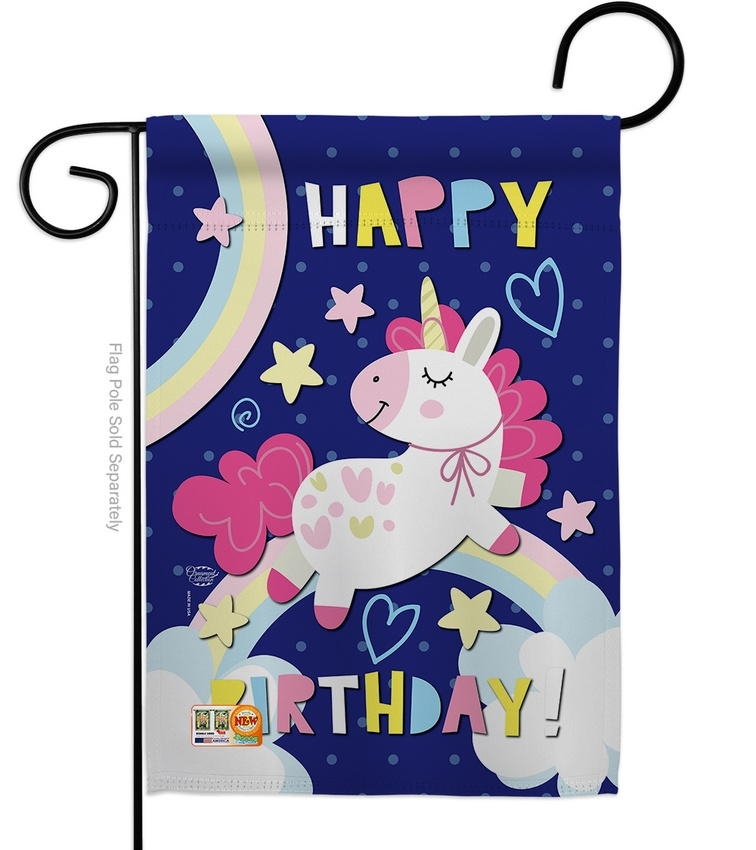 Cute Unicorn Birthday Garden Flag