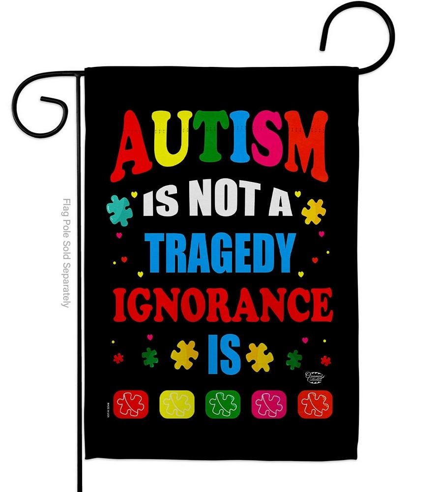 Autism Not Tragedy Garden Flag