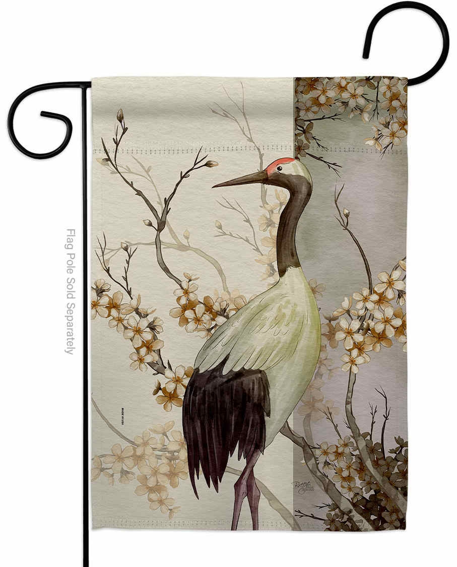 Red Crowned Crane Garden Flag