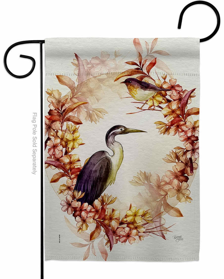 Birds Wreath Garden Flag