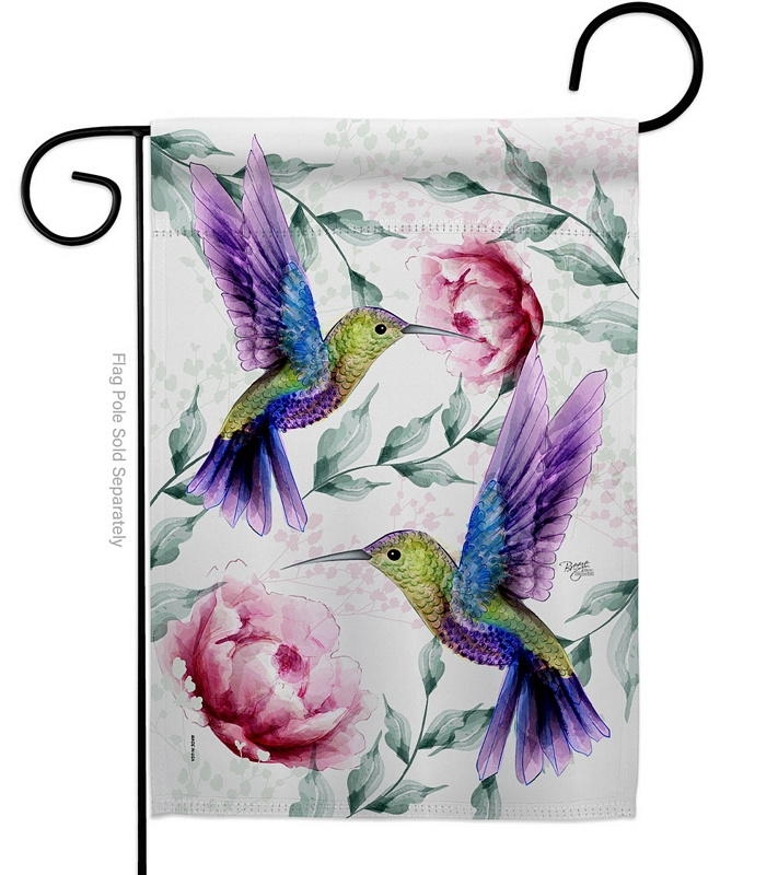 Hummingbirds In Flight Garden Flag