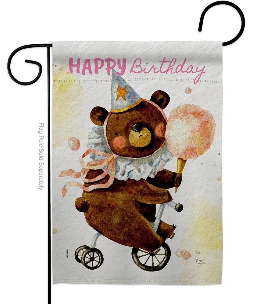 Cute Bear Birthday Garden Flag