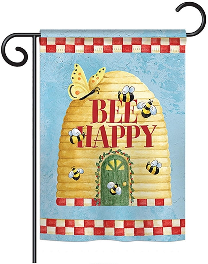 Bee Happy Hive Garden Flag