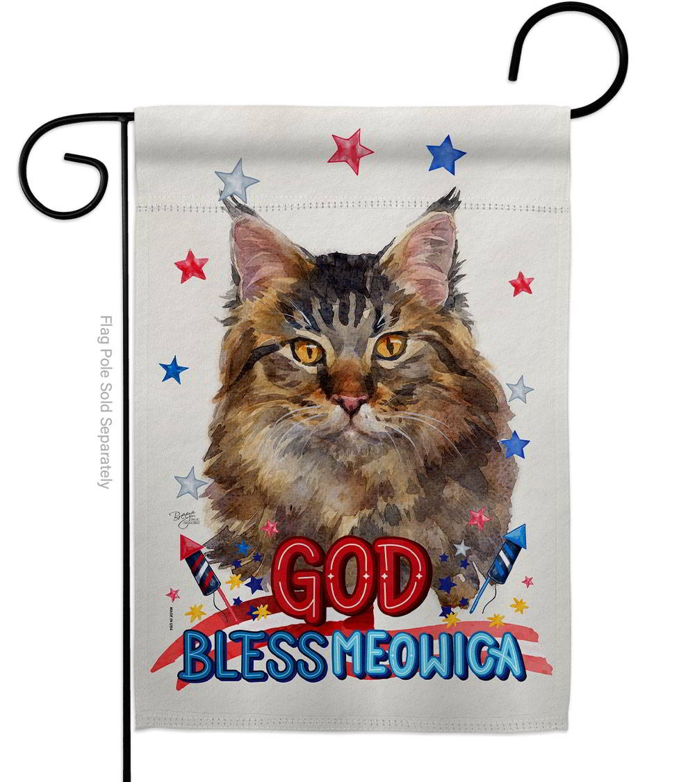 Patriotic Maine Coon Garden Flag