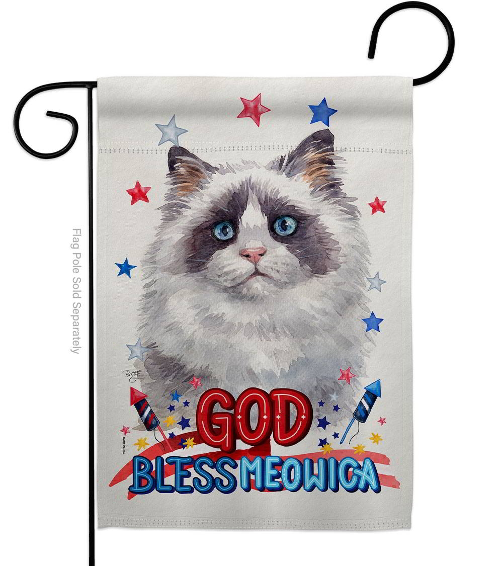 Patriotic Blue Bicolor Ragdoll Garden Flag