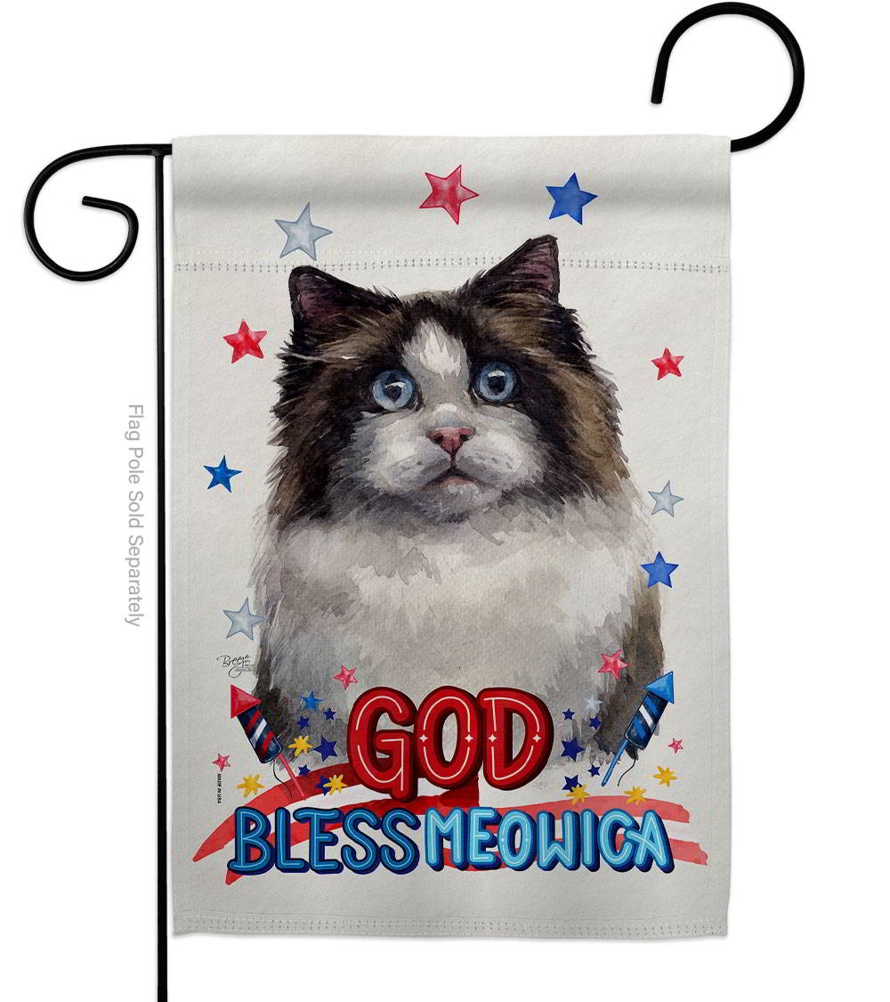 Patriotic Mitted Ragdoll Garden Flag