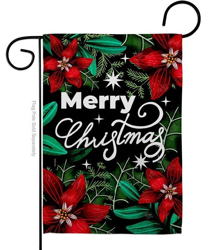 Merry Poinsettia Garden Flag