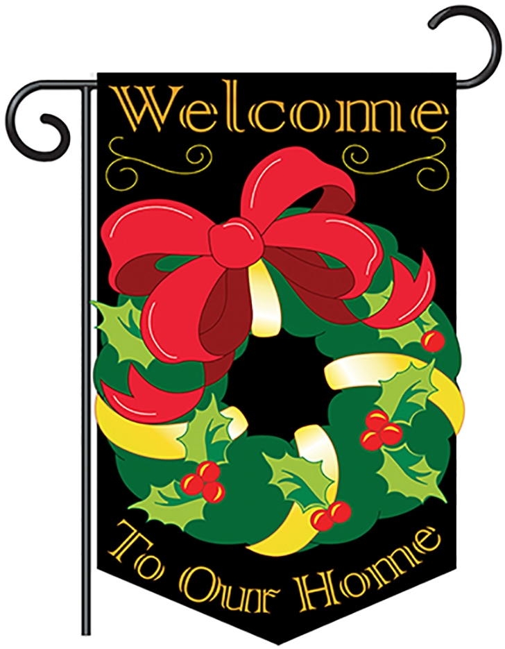 Christmas wreath Applique Garden Flag