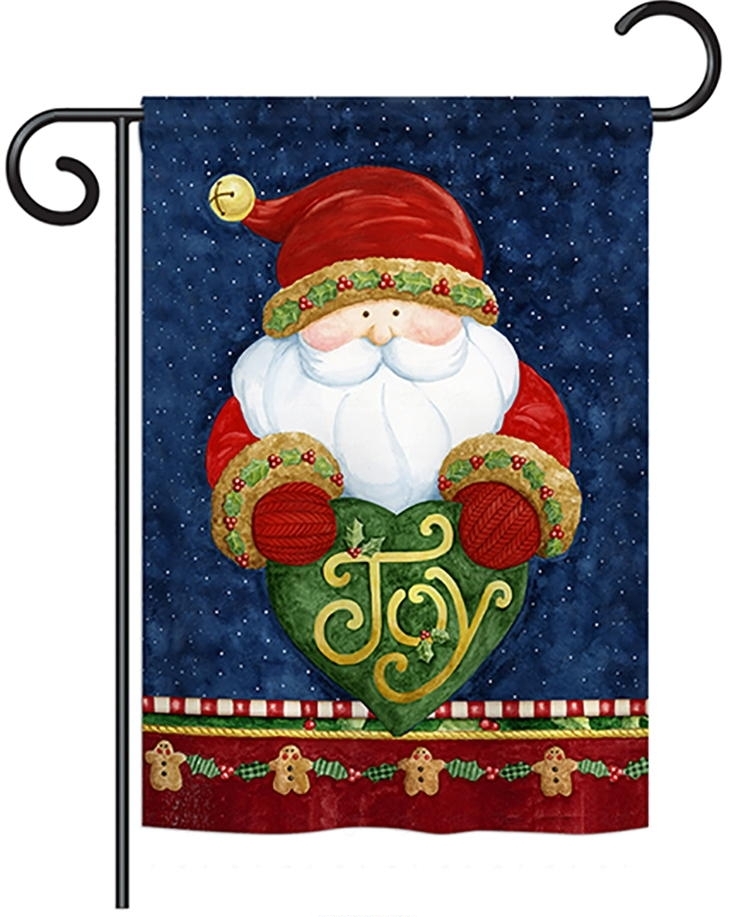 Santa Holding Joy Heart Garden Flag