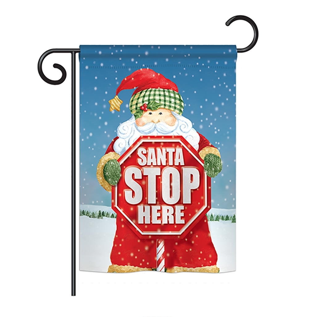 Santa Stop Here Garden Flag