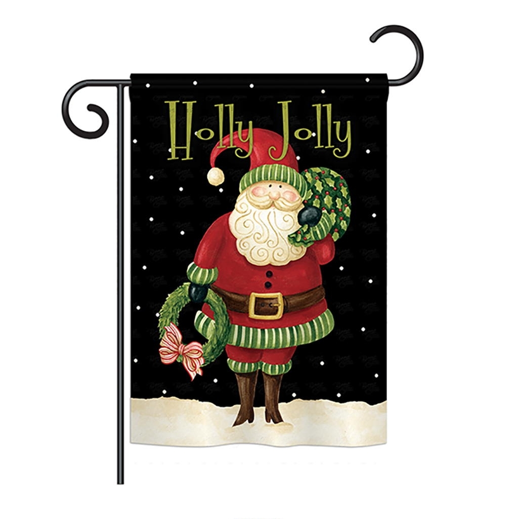 Holly Jolly Santa Garden Flag