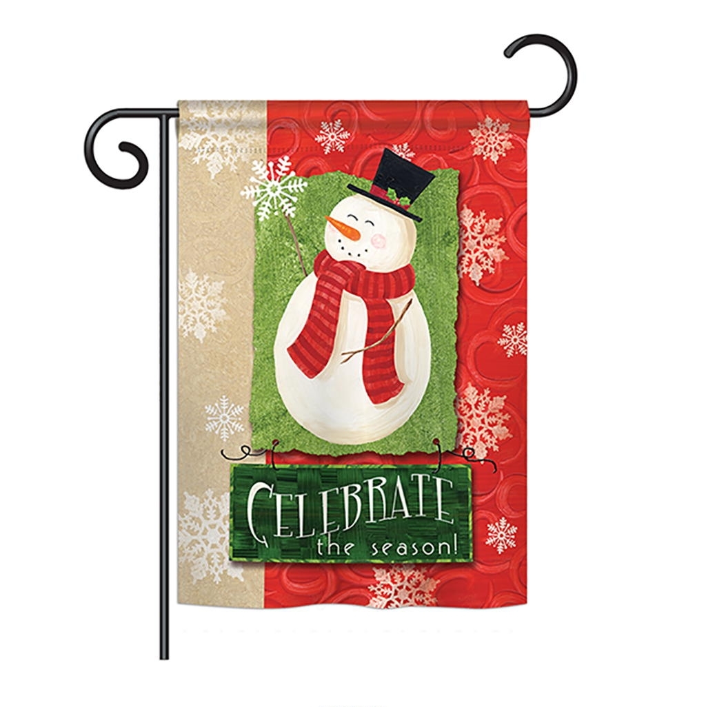 Celebrate The Season Snowman Garden Flag