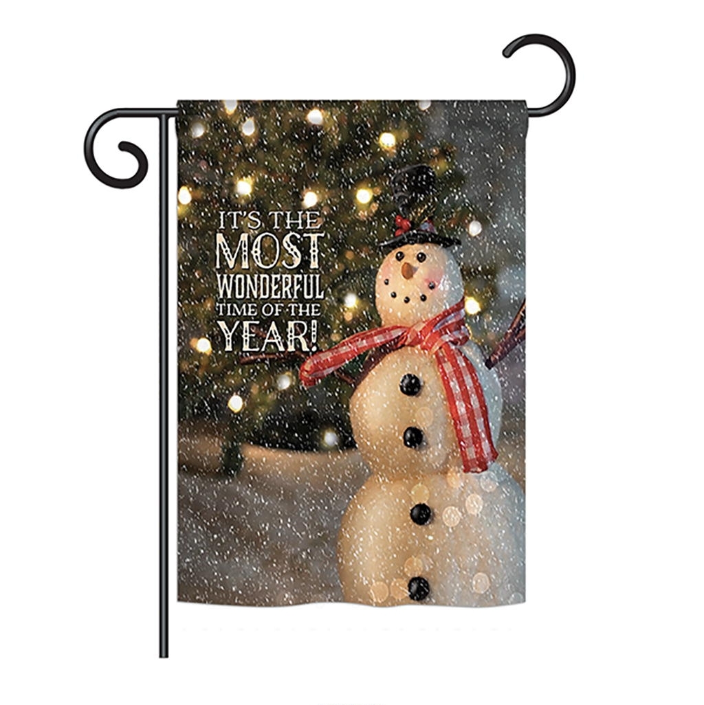 Most Wonderful Time Snowman Garden Flag