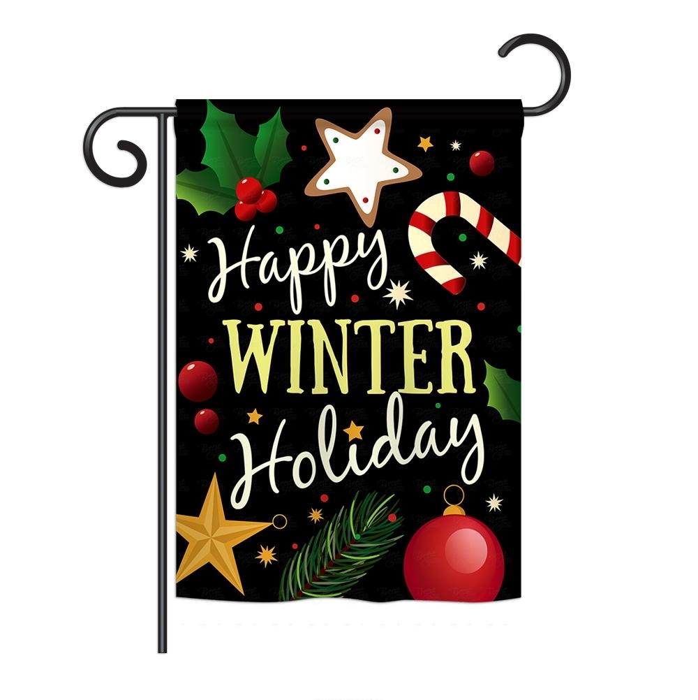 Happy Winter Holiday Garden Flag