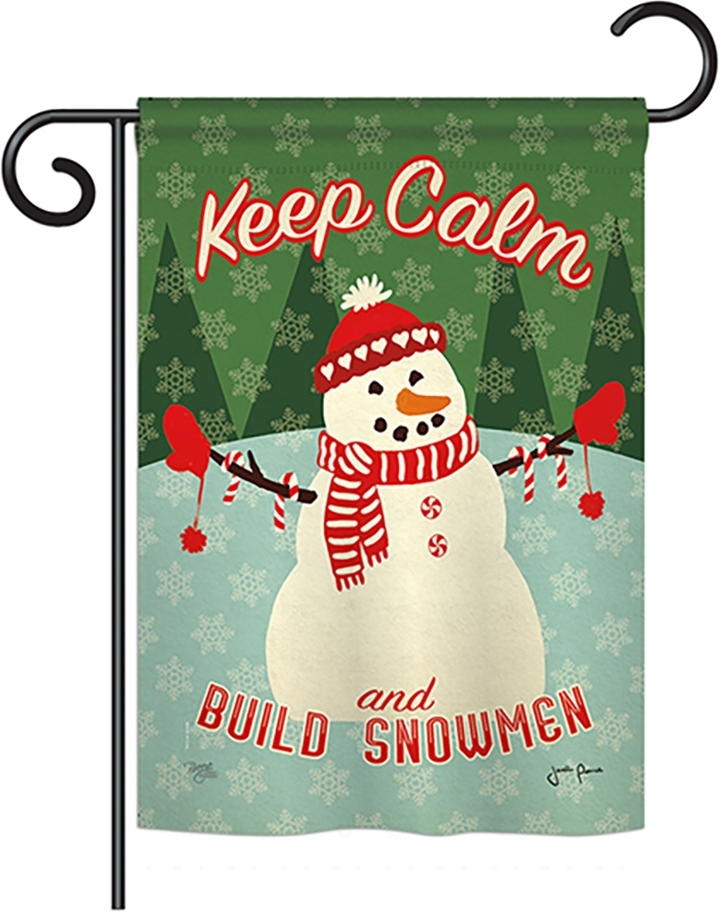 Keep Calm Build Snowmen Garden Flag