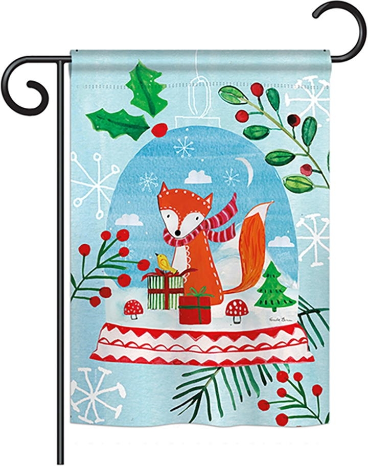 Snow Globe Fox Garden Flag