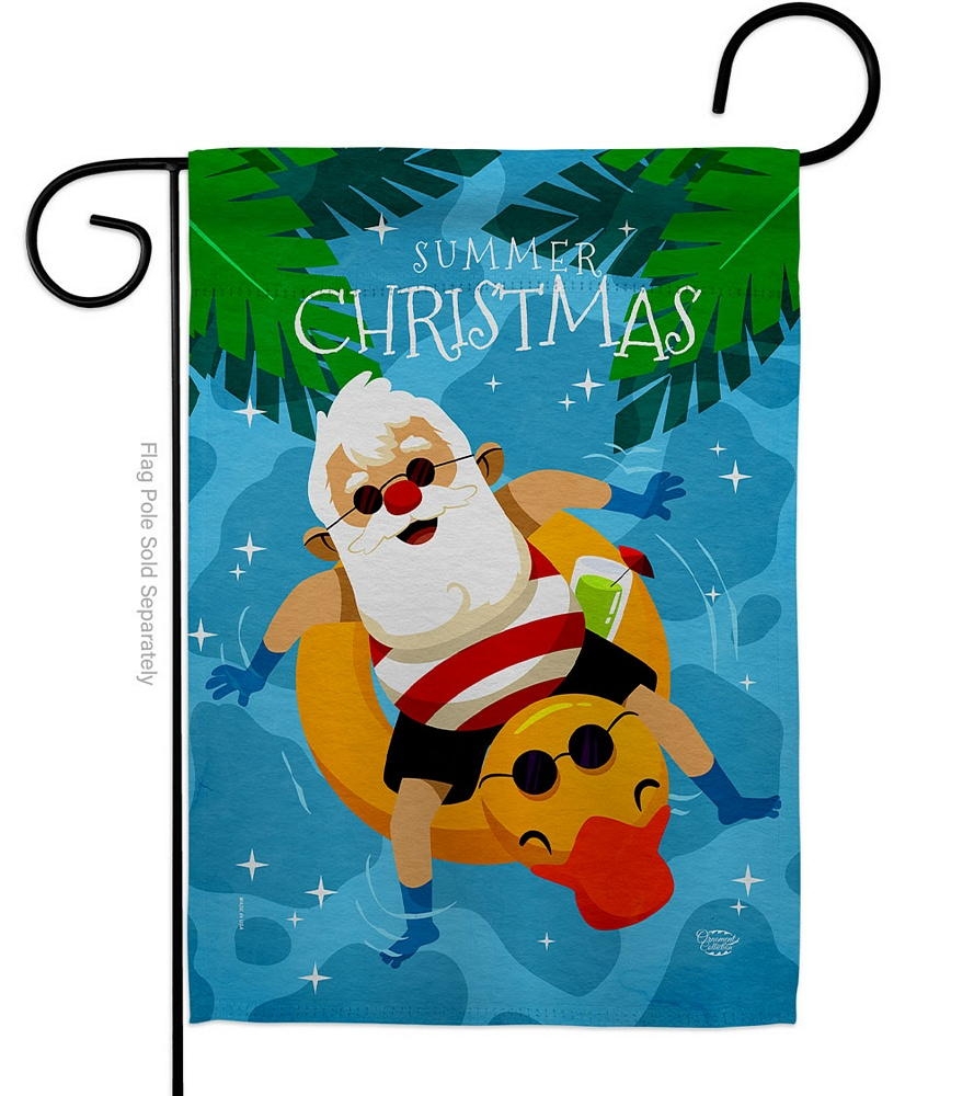 Christmas In Summer Garden Flag