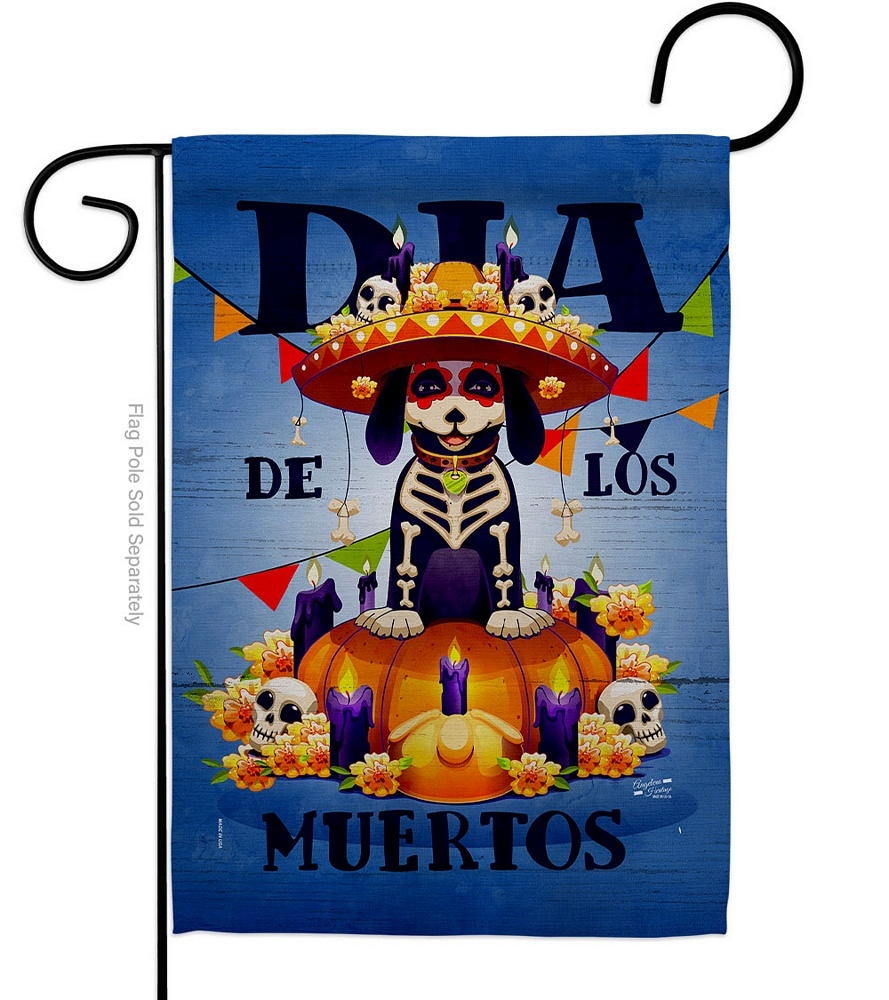 Dia de Muertos Dog Garden Flag