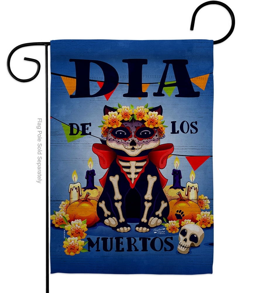 Dia de Muertos Cat Garden Flag