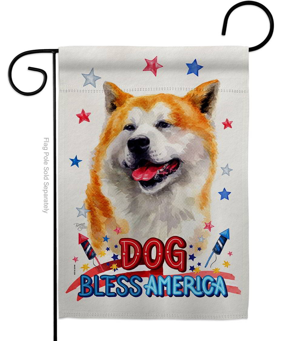 Patriotic Akita Garden Flag