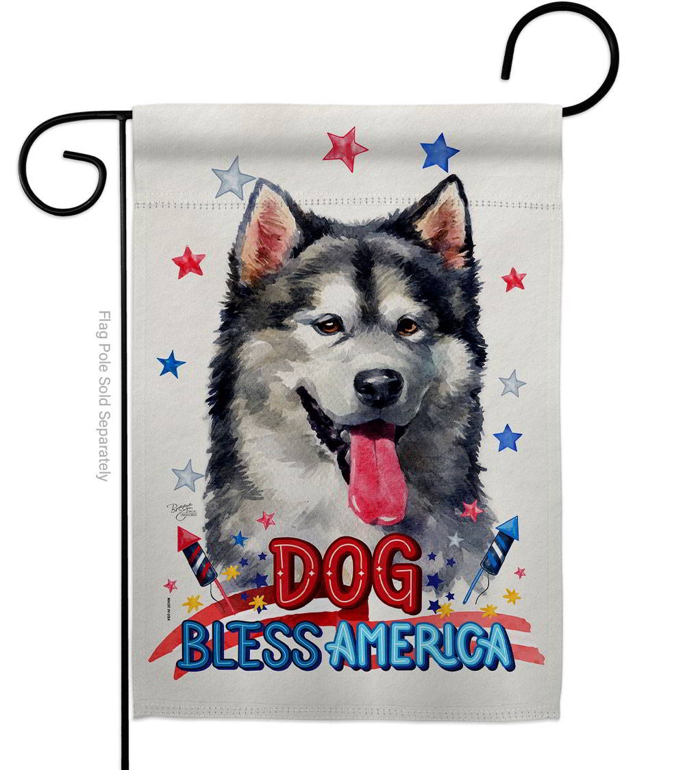 Patriotic Alaskan Malamute Garden Flag