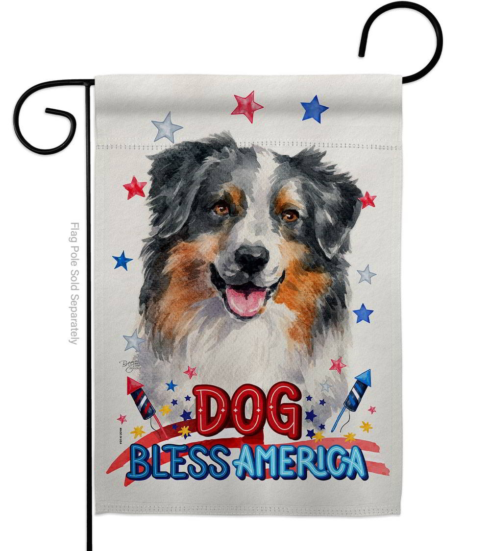 Patriotic Australian Shepherd Garden Flag