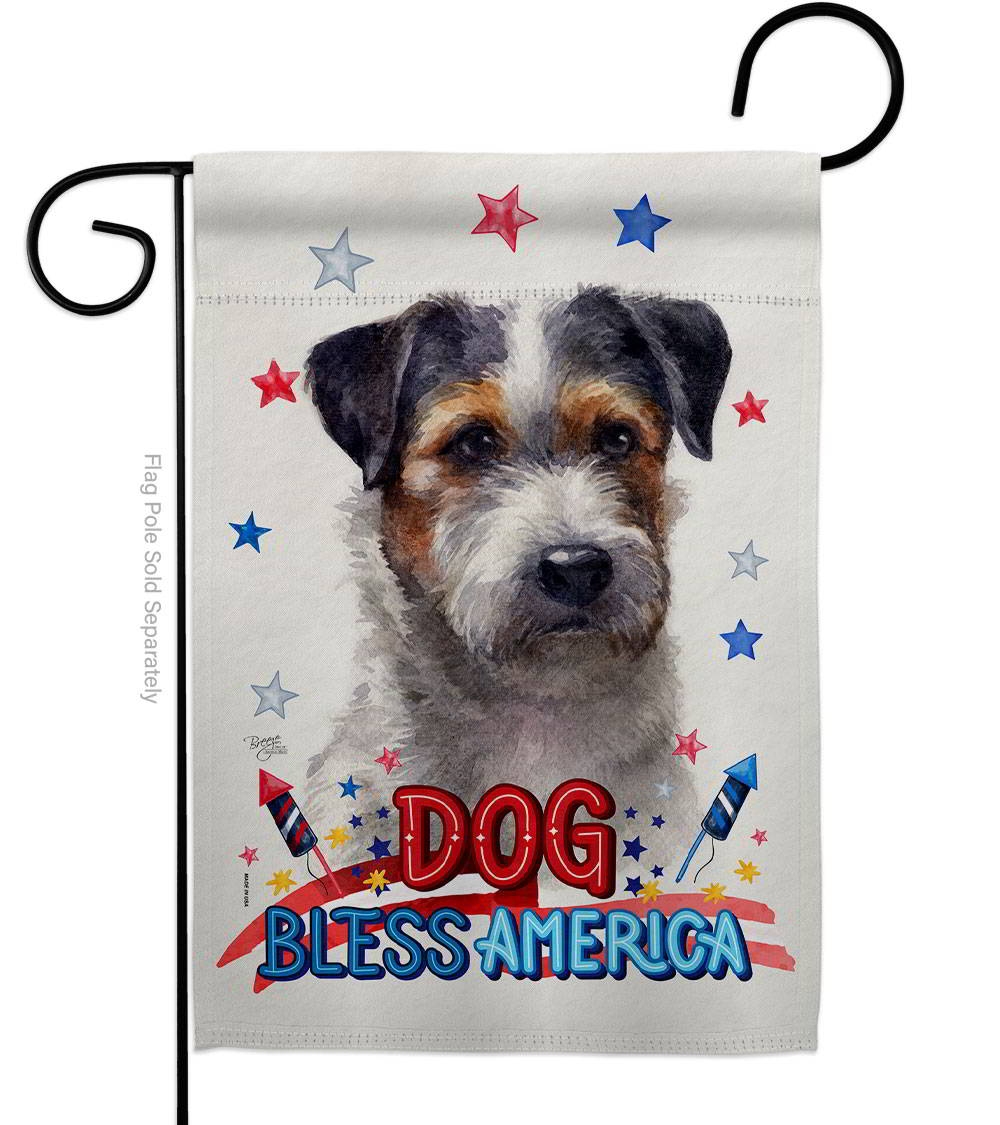 Patriotic Black Jack Russell Garden Flag
