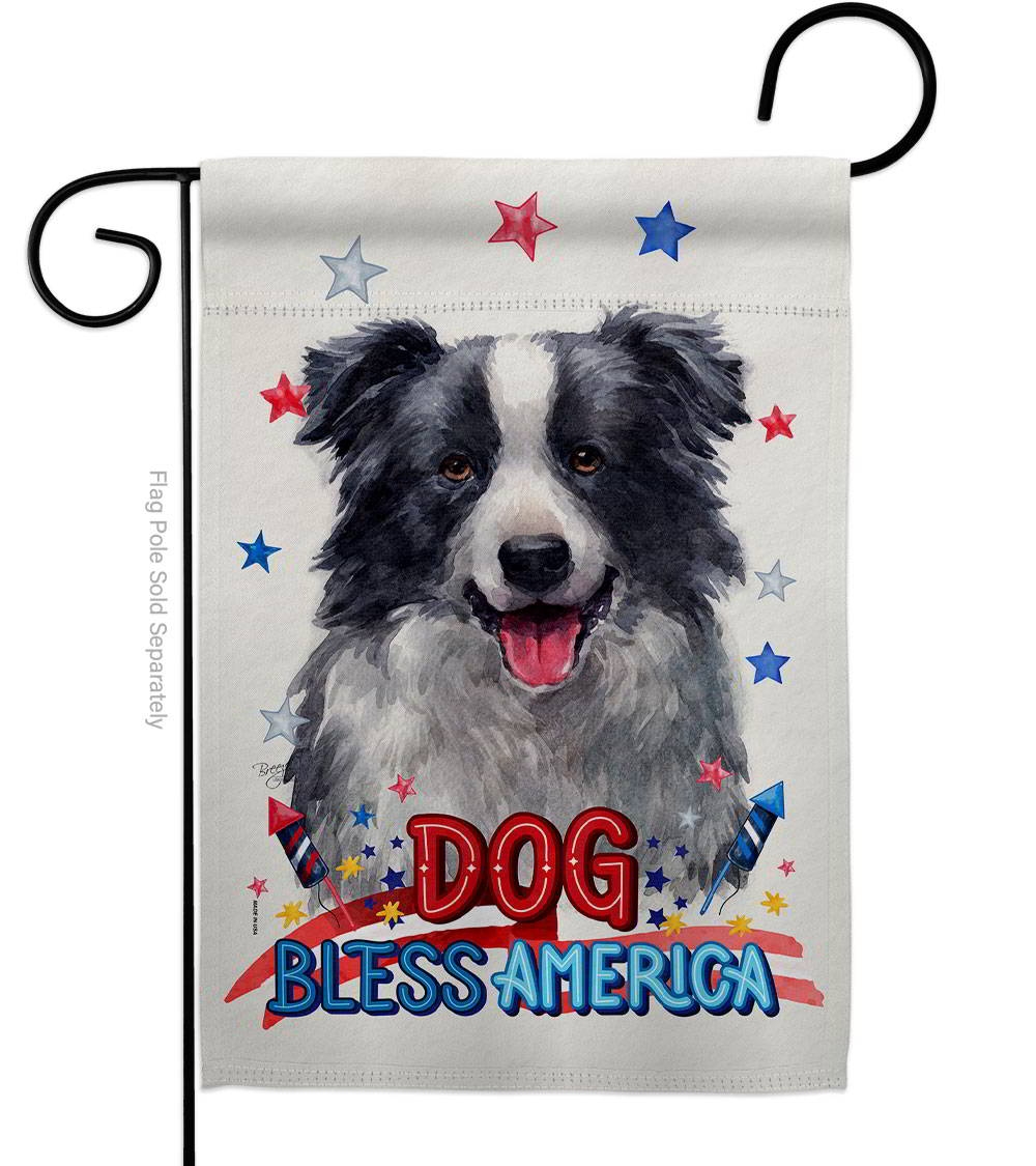Patriotic Border Collie Garden Flag