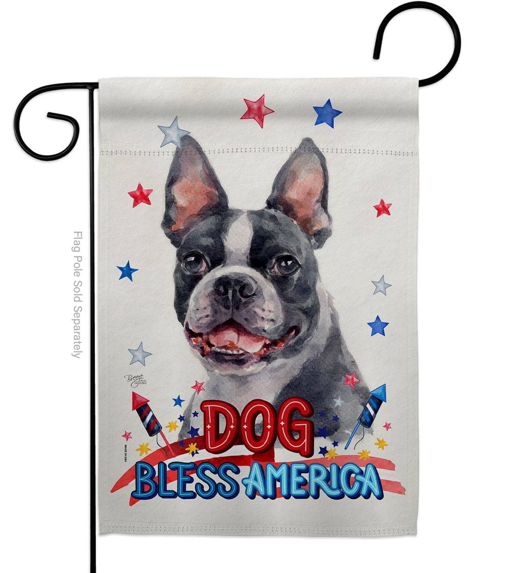 Patriotic Boston Terrier Garden Flag