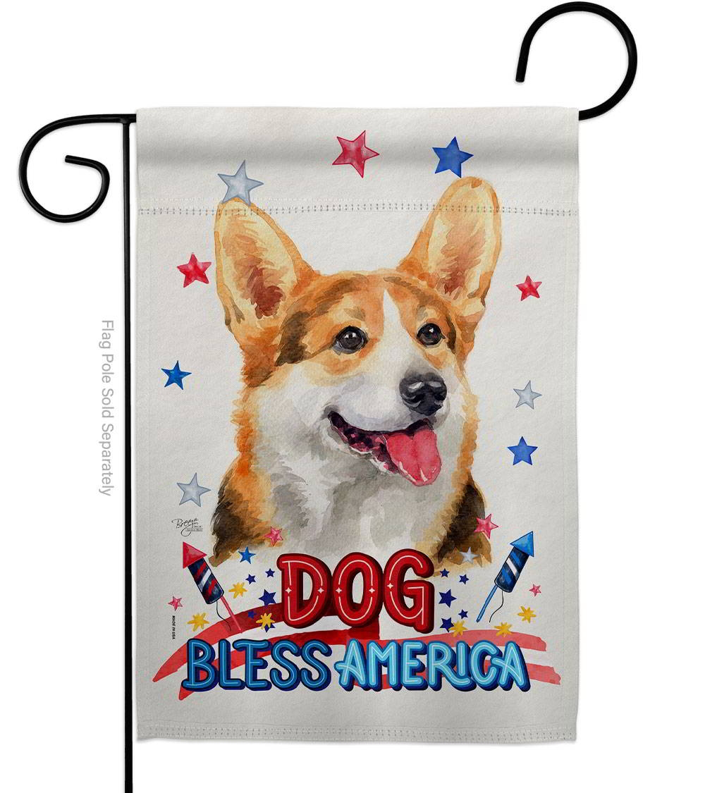 Patriotic Pembroke Welsh Corgi Garden Flag