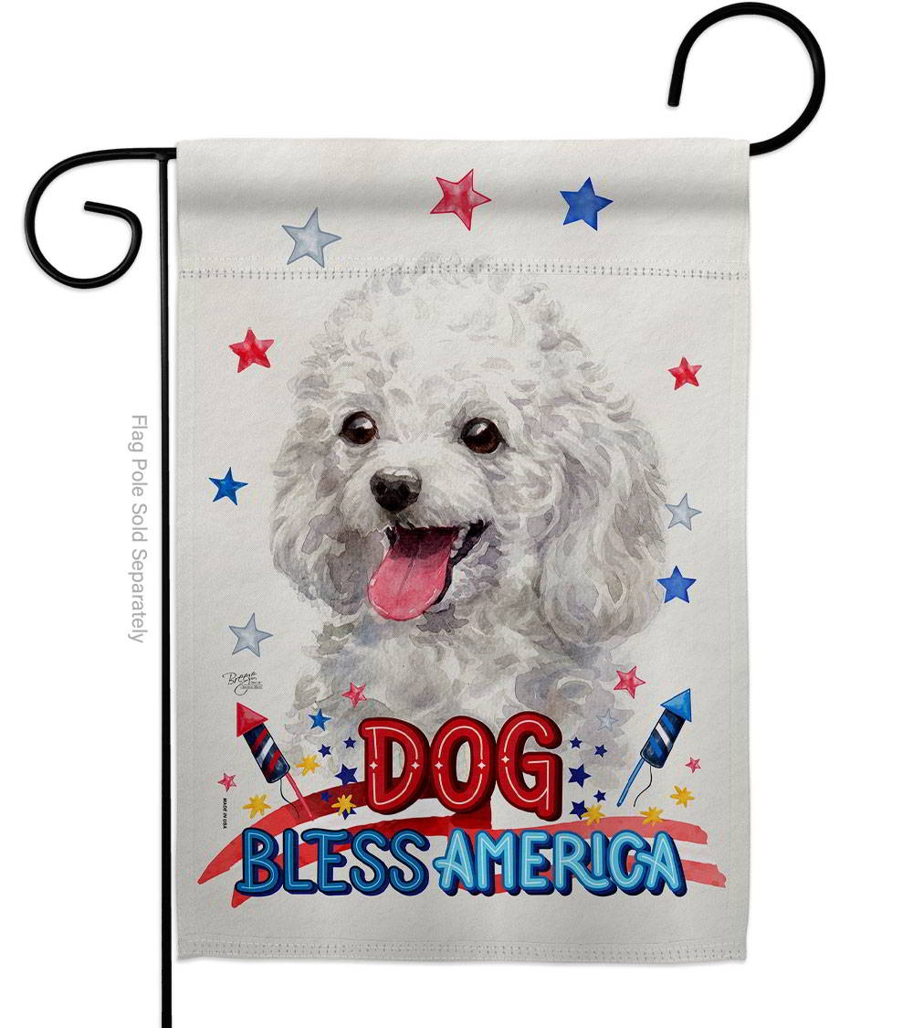 Patriotic White Poodle Garden Flag