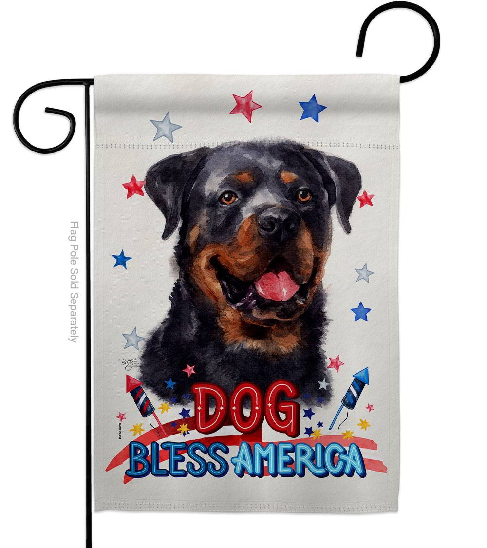 Patriotic Rottweiler Garden Flag