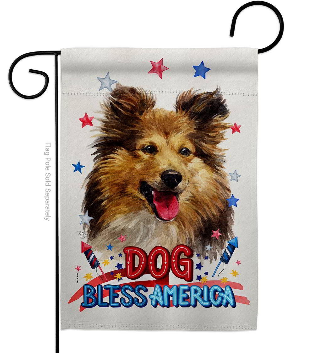 Patriotic Shetland Sheepdog Garden Flag