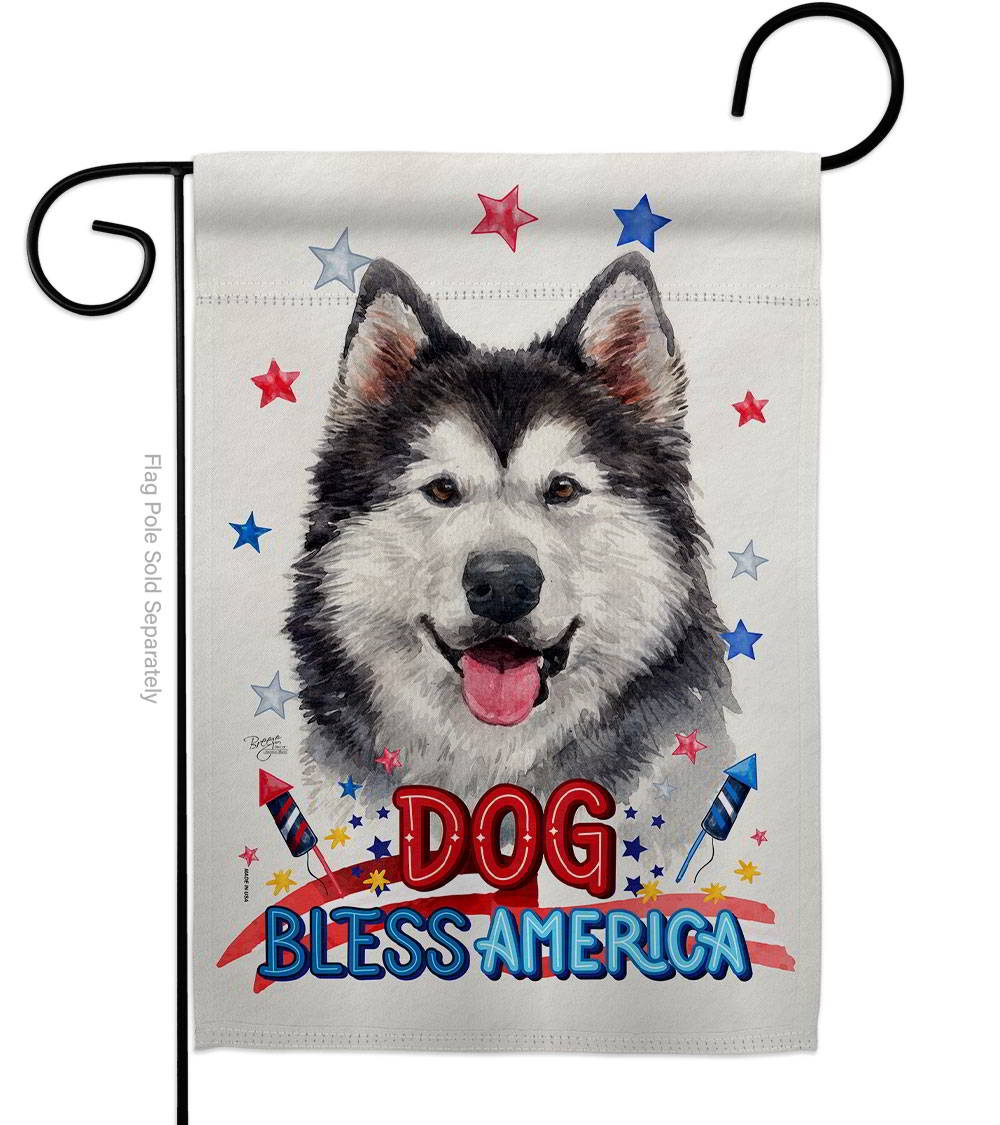 Patriotic Siberian Husky Garden Flag