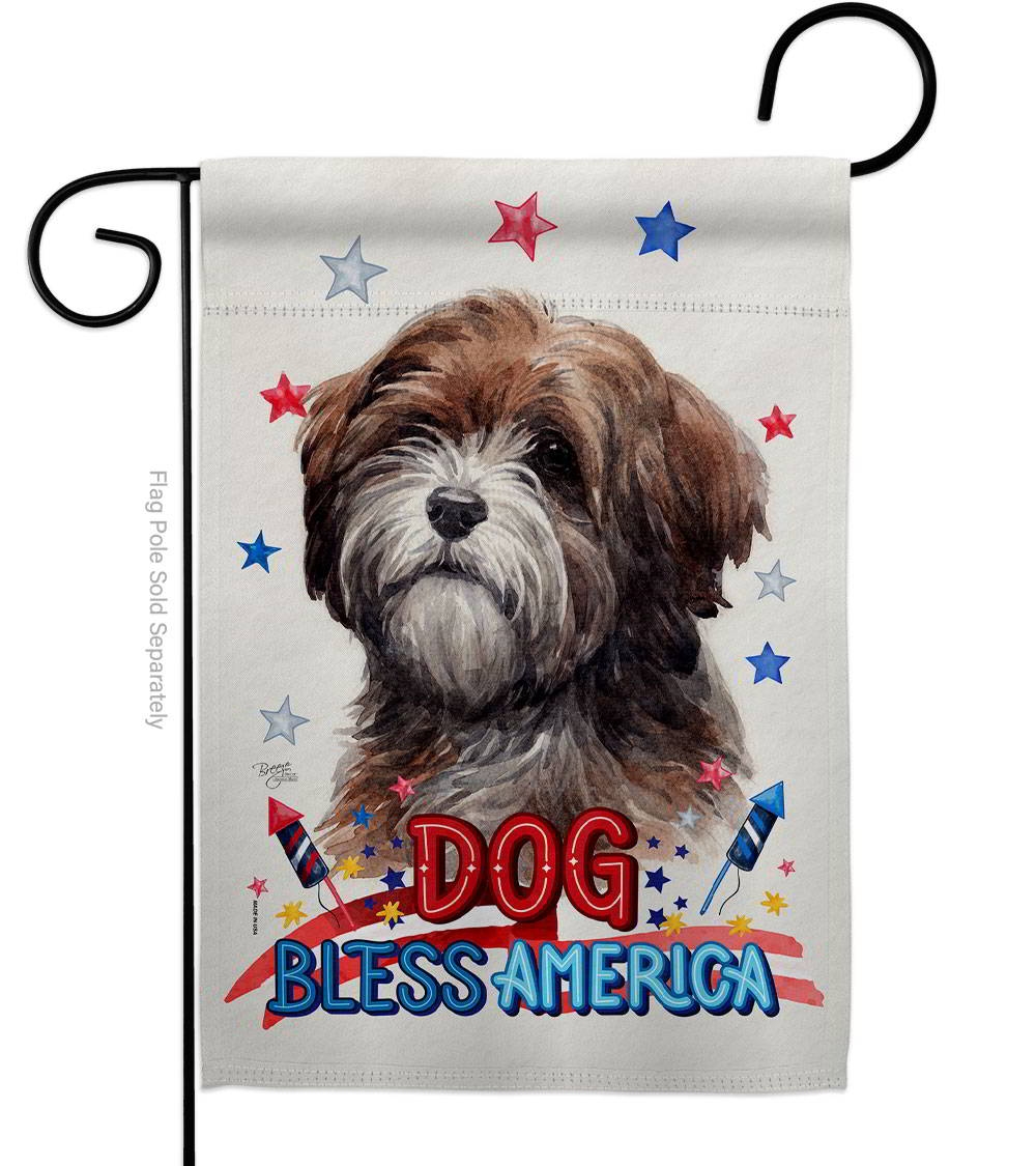 Patriotic Brown Tibetan Terrier Garden Flag