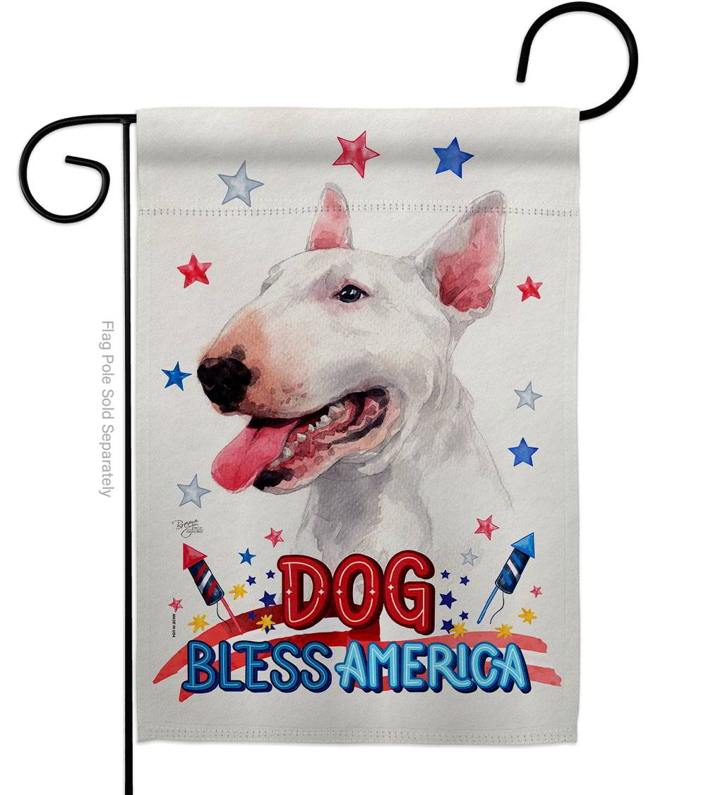 Patriotic White Bull Terrier Garden Flag