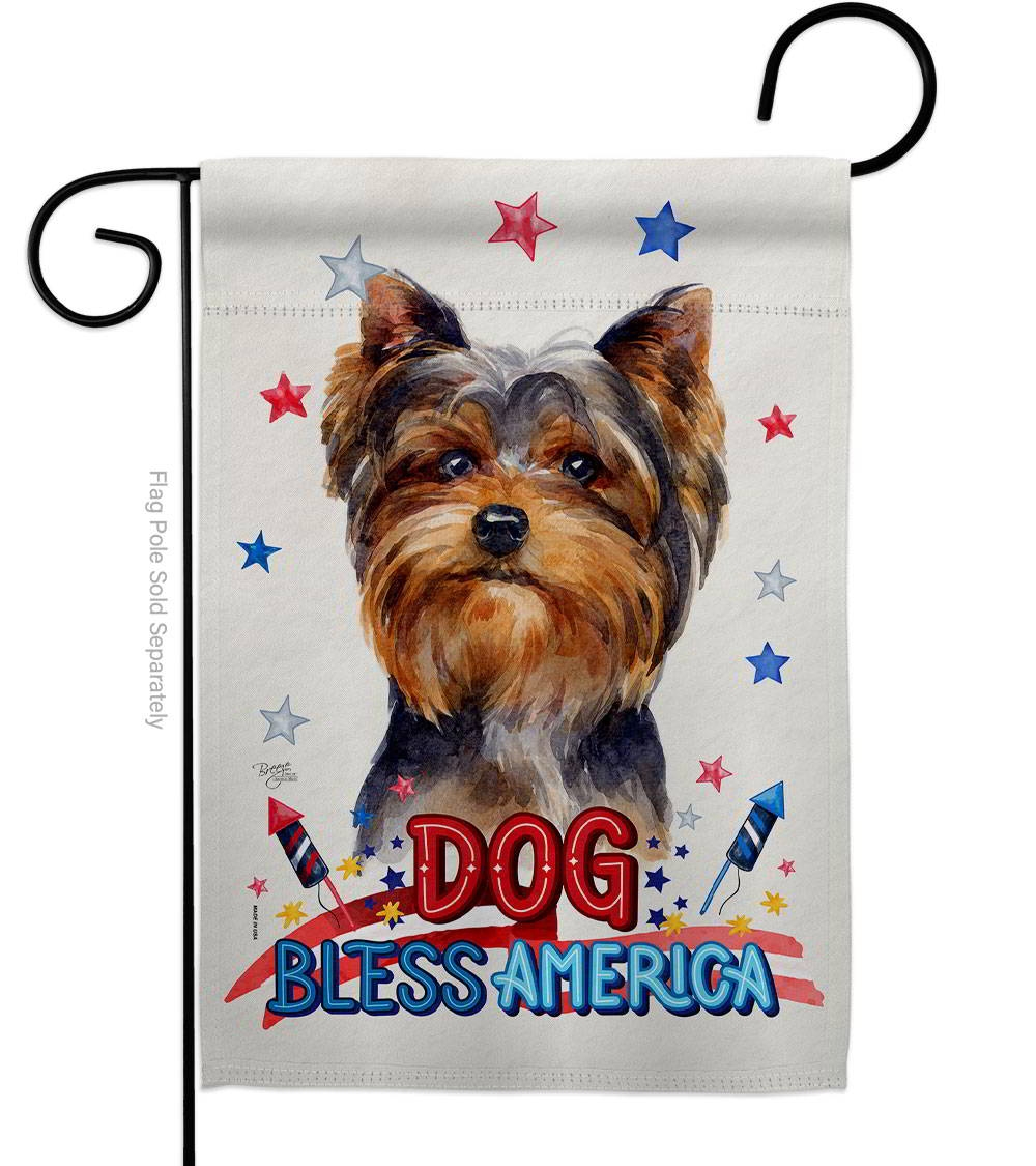 Patriotic Torkshire Terrier Garden Flag