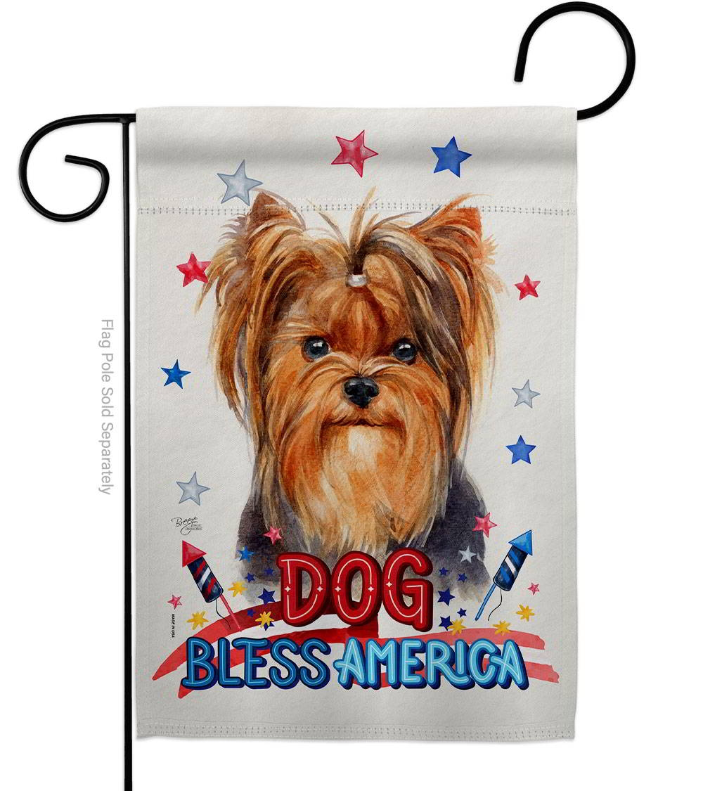 Patriotic Yorkie Garden Flag