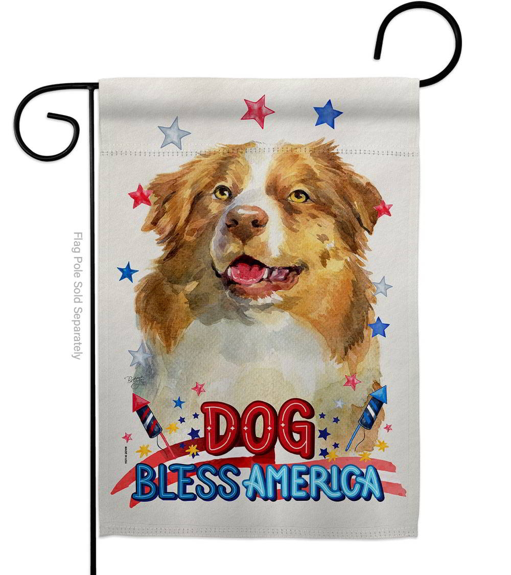 Patriotic Yellow Australian Shepherd Garden Flag