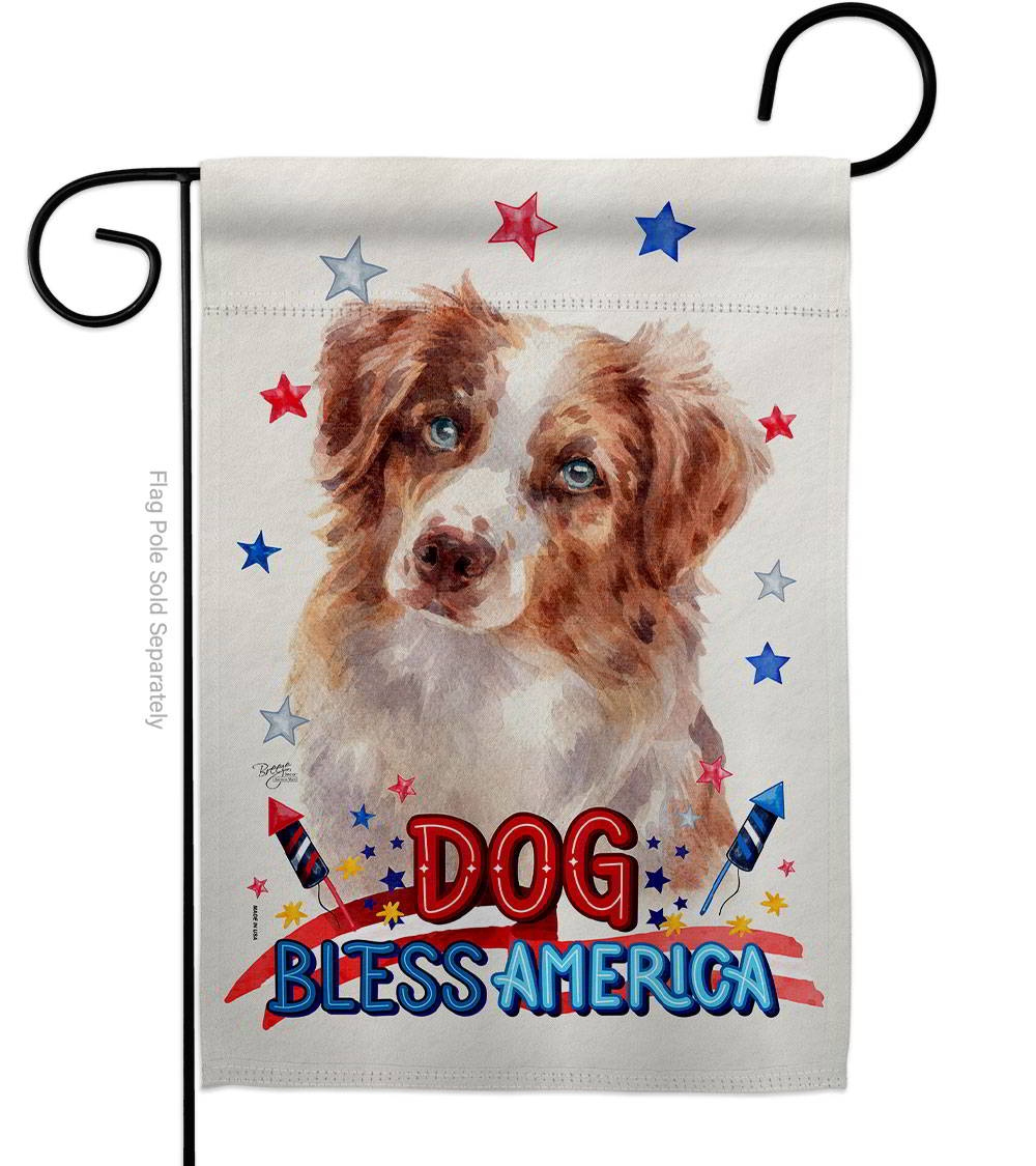 Patriotic Red Australian Shepherd Garden Flag