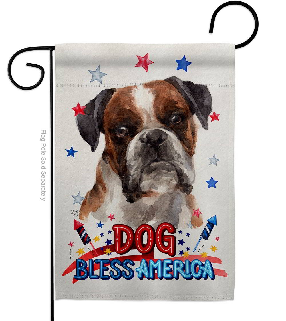 Patriotic Brindle Boxer Garden Flag