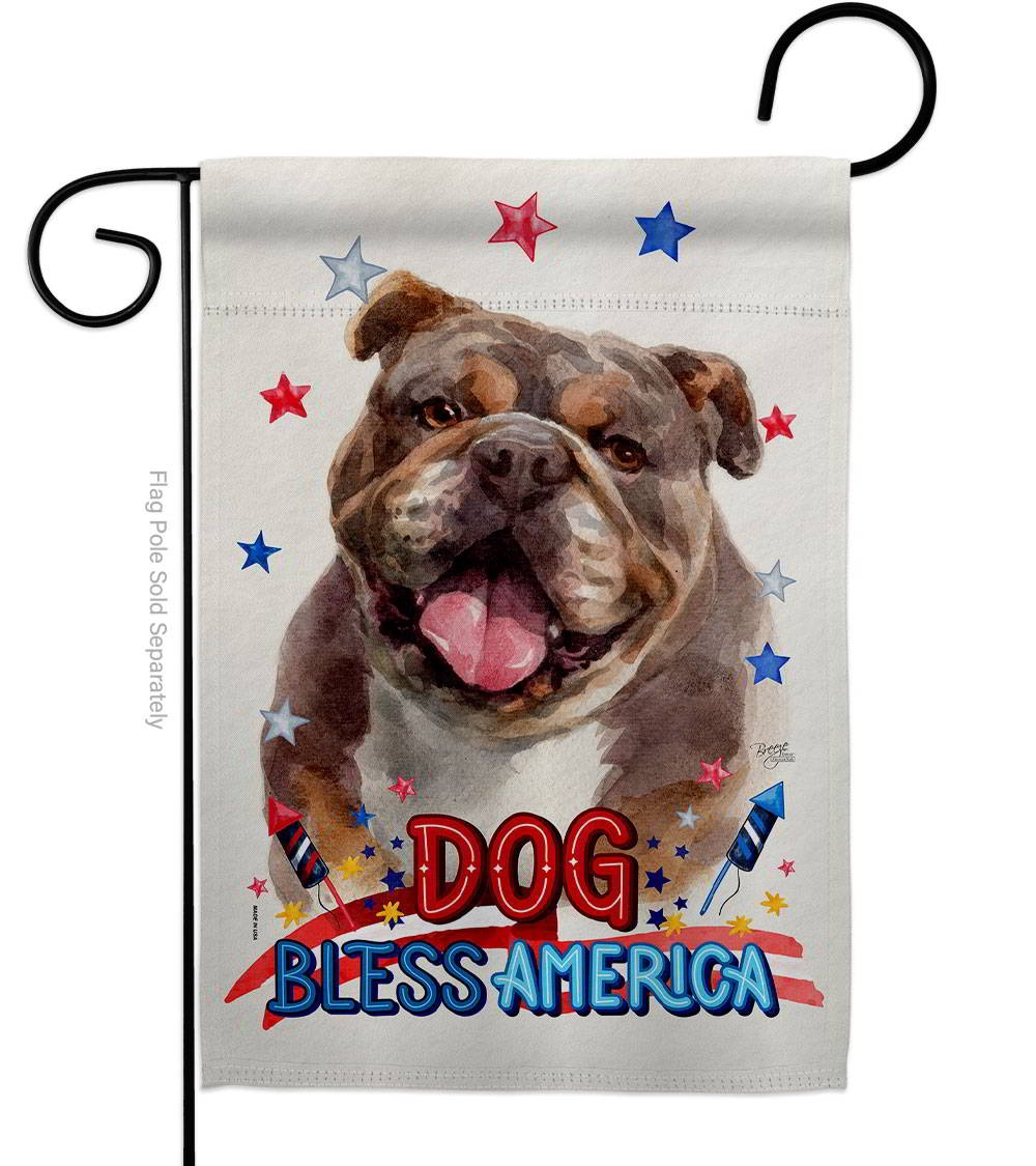 Patriotic Chocolate Bulldog Garden Flag