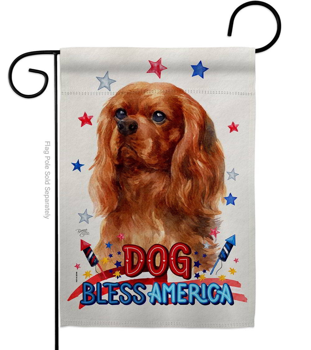 Patriotic Ruby Cavalier King Spaniel Garden Flag