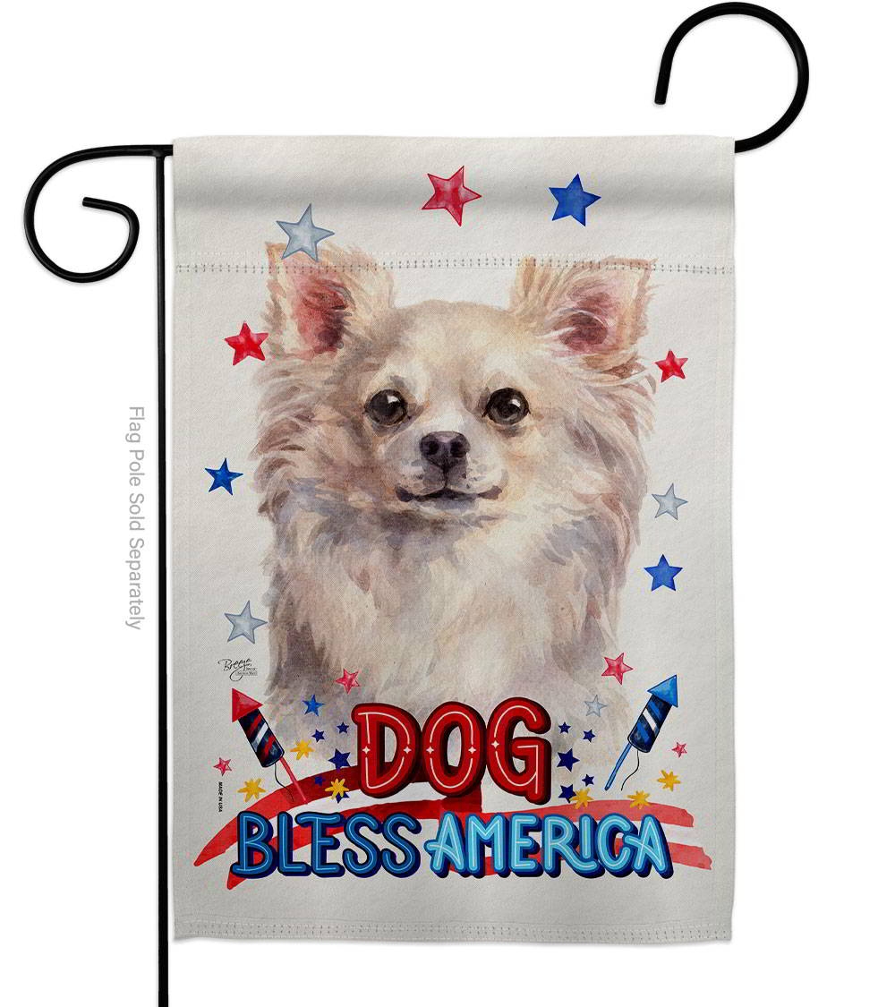 Patriotic White Chihuahua Garden Flag