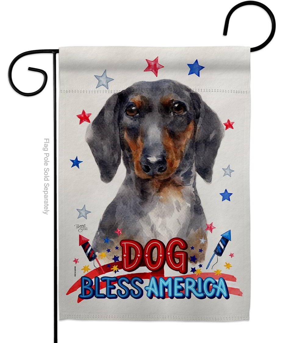 Patriotic Black Tan Dachshund Garden Flag