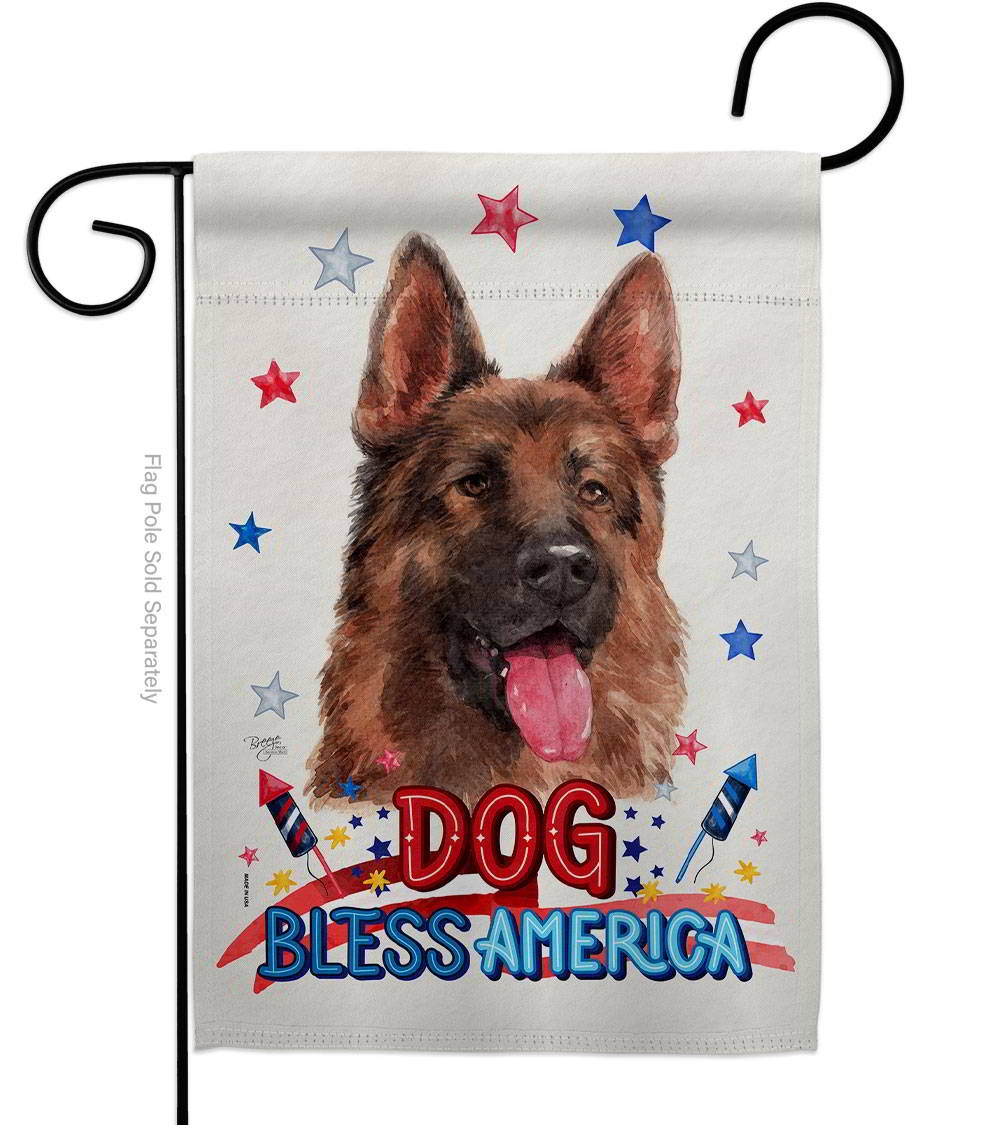 Patriotic Red German Shepherd Garden Flag