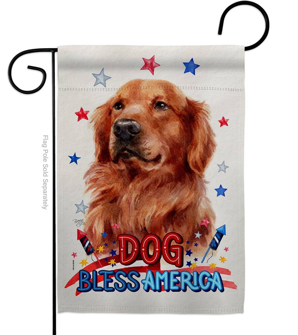 Patriotic Red Golden Retriever Garden Flag